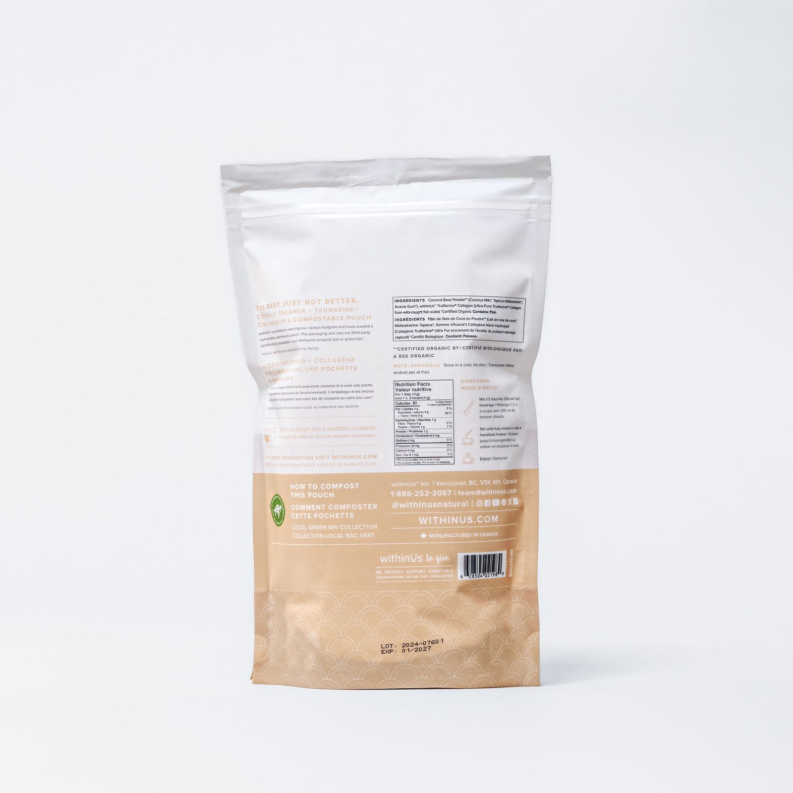 Coconut Creamer + TruMarine® Collagen Compostable Pouch - 60 Servings