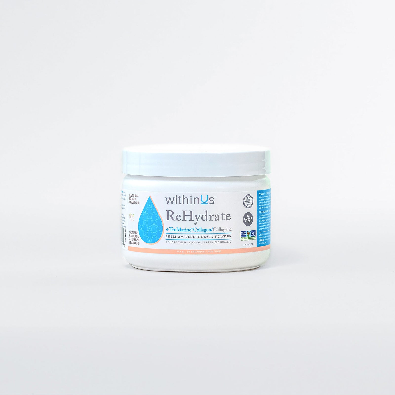 ReHydrate + TruMarine® Collagen Jar - PEACH - 30 Servings