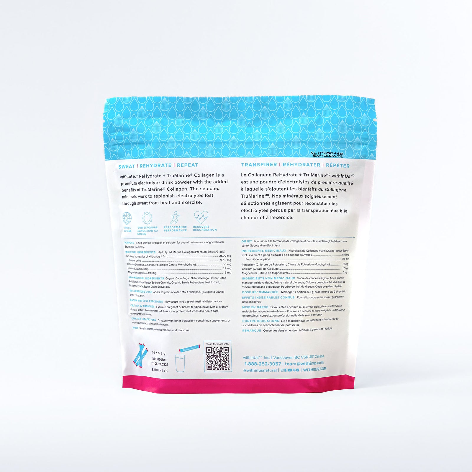 ReHydrate + TruMarine® Collagen DRAGONFRUIT MANGO MANDARIN - 50 Stick Packs