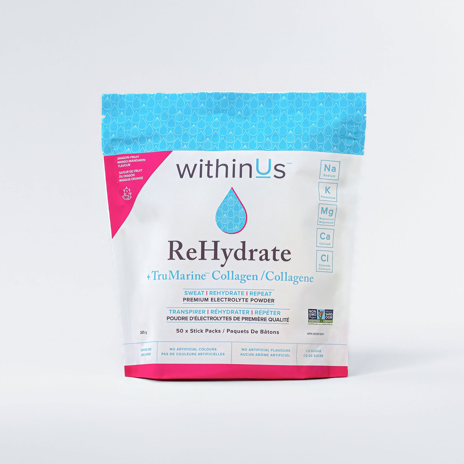 ReHydrate + TruMarine® Collagen DRAGONFRUIT MANGO MANDARIN - 50 Stick Packs