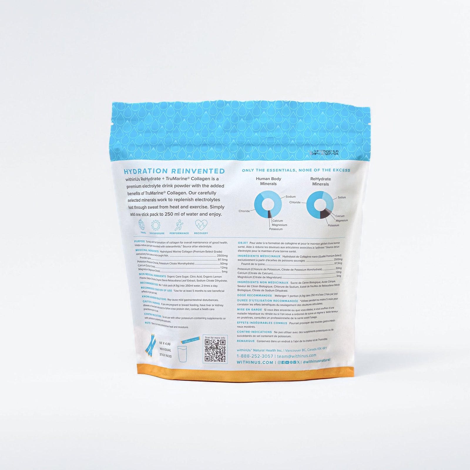 ReHydrate + TruMarine® Collagen LEMON - 50 Stick Packs