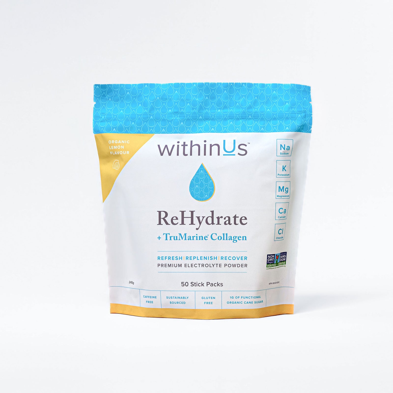 ReHydrate + TruMarine® Collagen LEMON - 50 Stick Packs