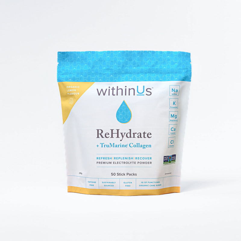 ReHydrate + TruMarine® Collagen LEMON - 50 Stick Packs