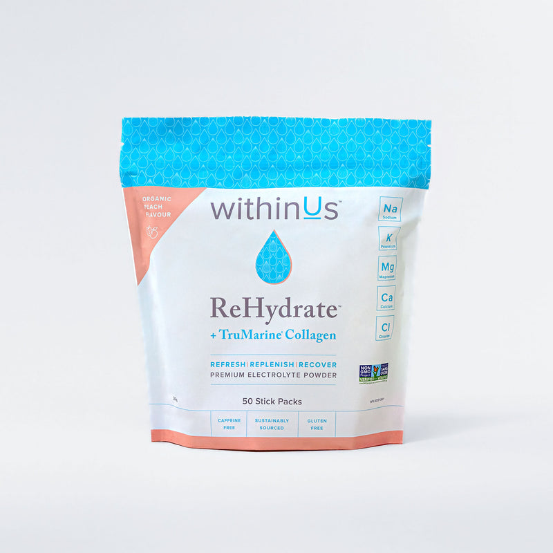 ReHydrate + TruMarine® Collagen PEACH - 50 Stick Packs