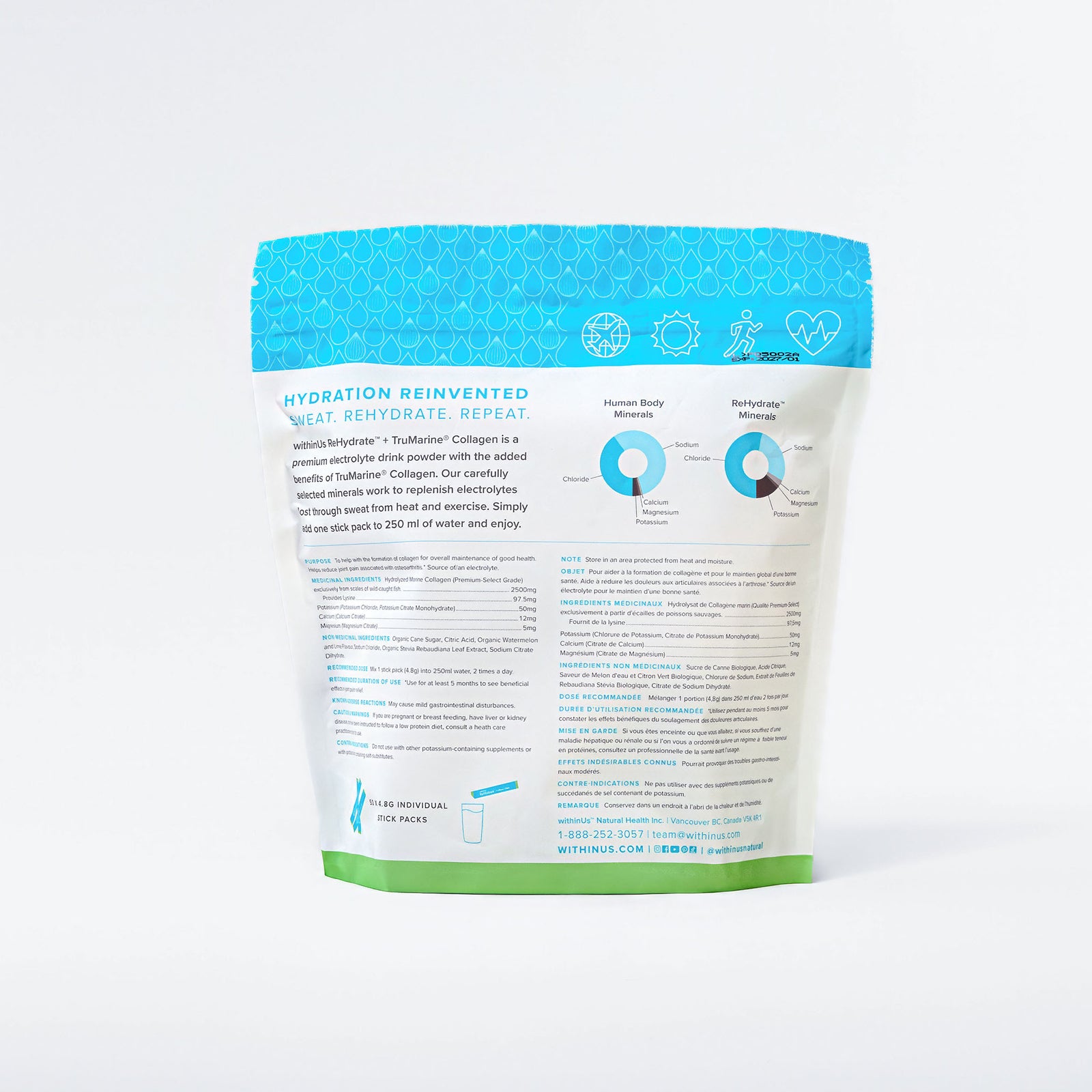 ReHydrate + TruMarine® Collagen WATERMELON LIME - 50 Stick Packs