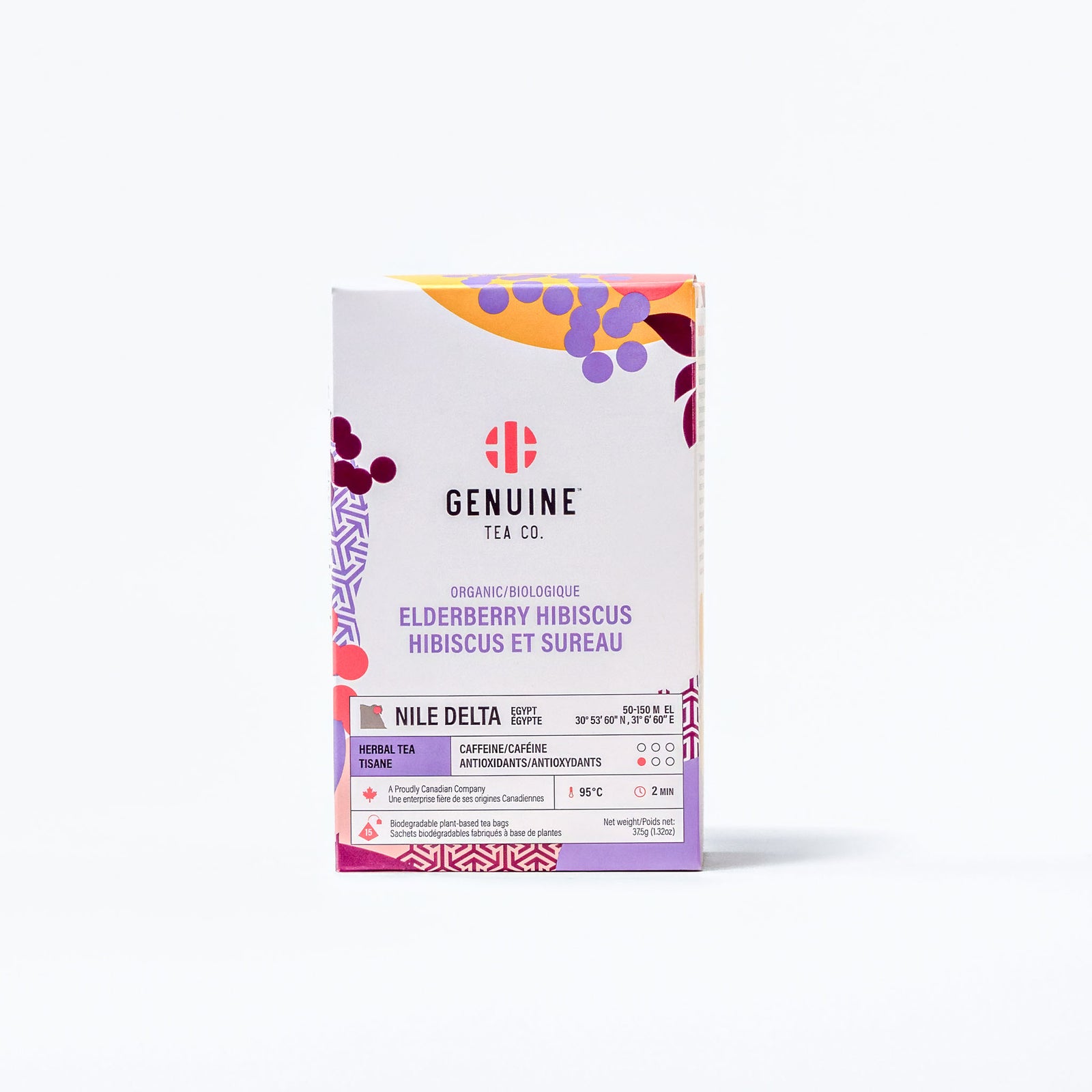 Organic Elderberry Hibiscus Herbal Tea - Pyramid Tea Bags