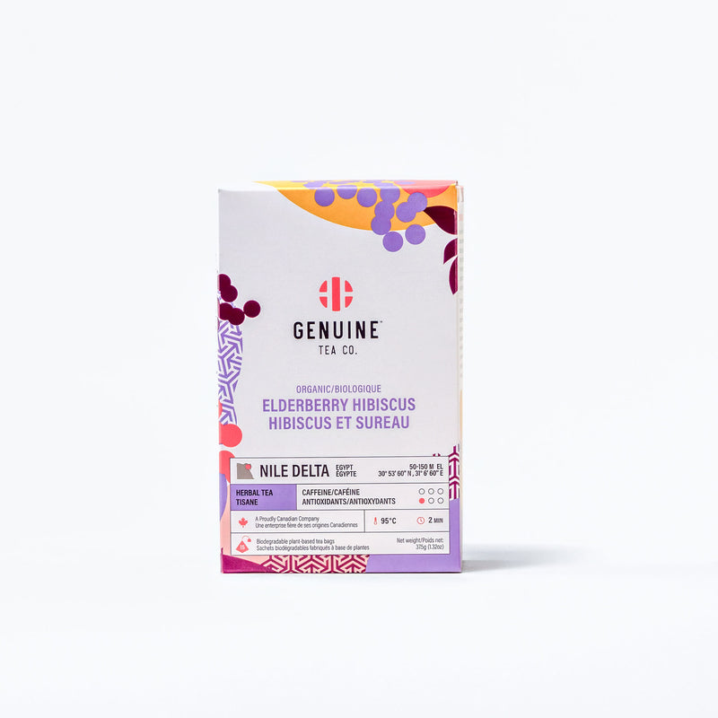 Organic Elderberry Hibiscus Herbal Tea - Pyramid Tea Bags