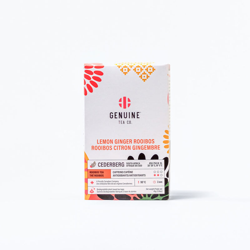 Lemon Ginger Rooibos Herbal Tea - Pyramid Tea Bags