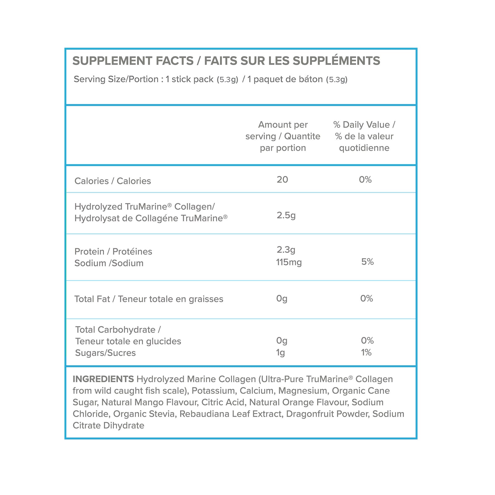 ReHydrate + TruMarine® Collagen DRAGONFRUIT MANGO MANDARIN - 50 Stick Packs