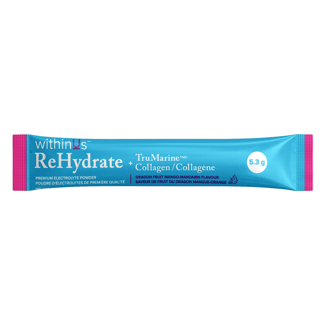 ReHydrate + TruMarine® Collagen DRAGONFRUIT MANGO MANDARIN - 50 Stick Packs