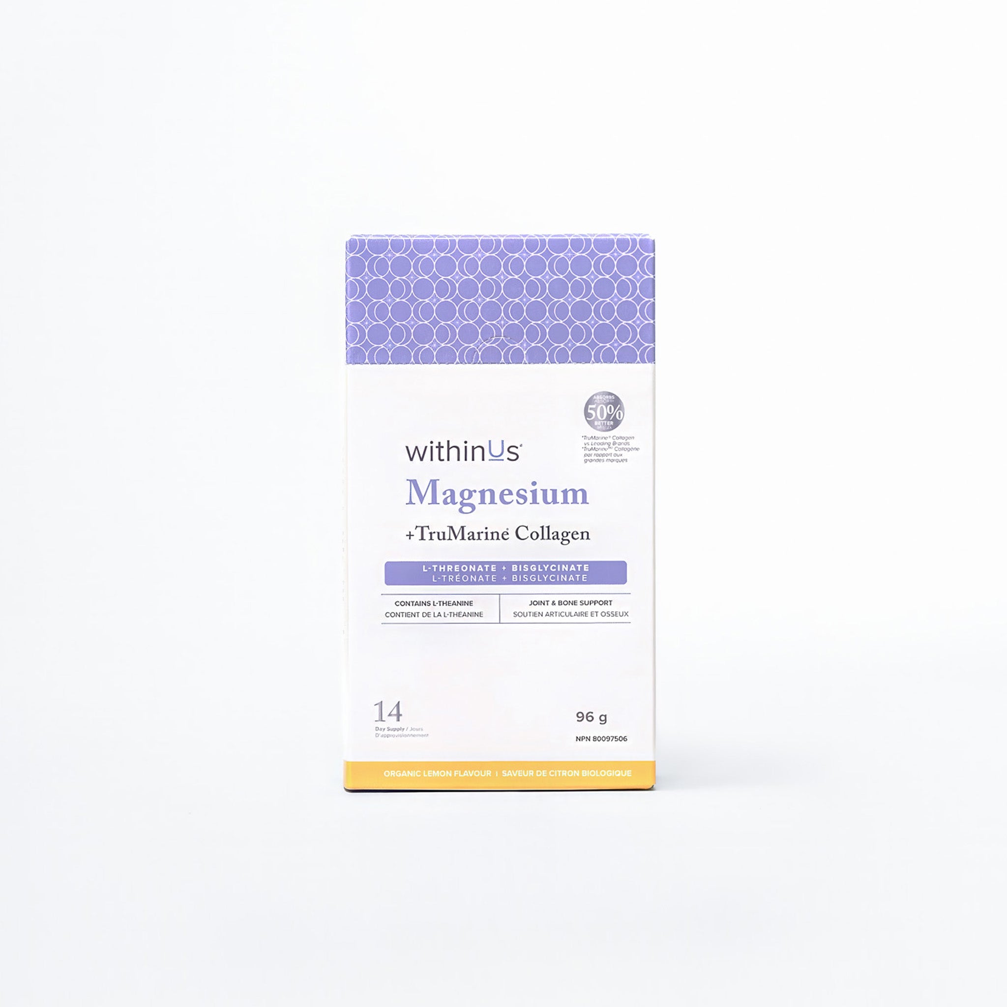 Magnesium + TruMarine® Collagen Box LEMON - 14 Stick Packs