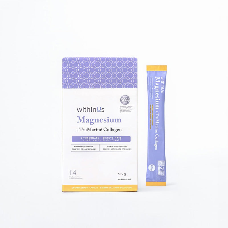 Magnesium + TruMarine® Collagen Box LEMON - 14 Stick Packs