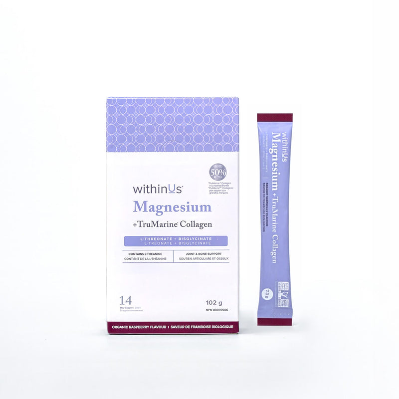 Magnesium + TruMarine® Collagen Box RASPBERRY - 14 Stick Packs