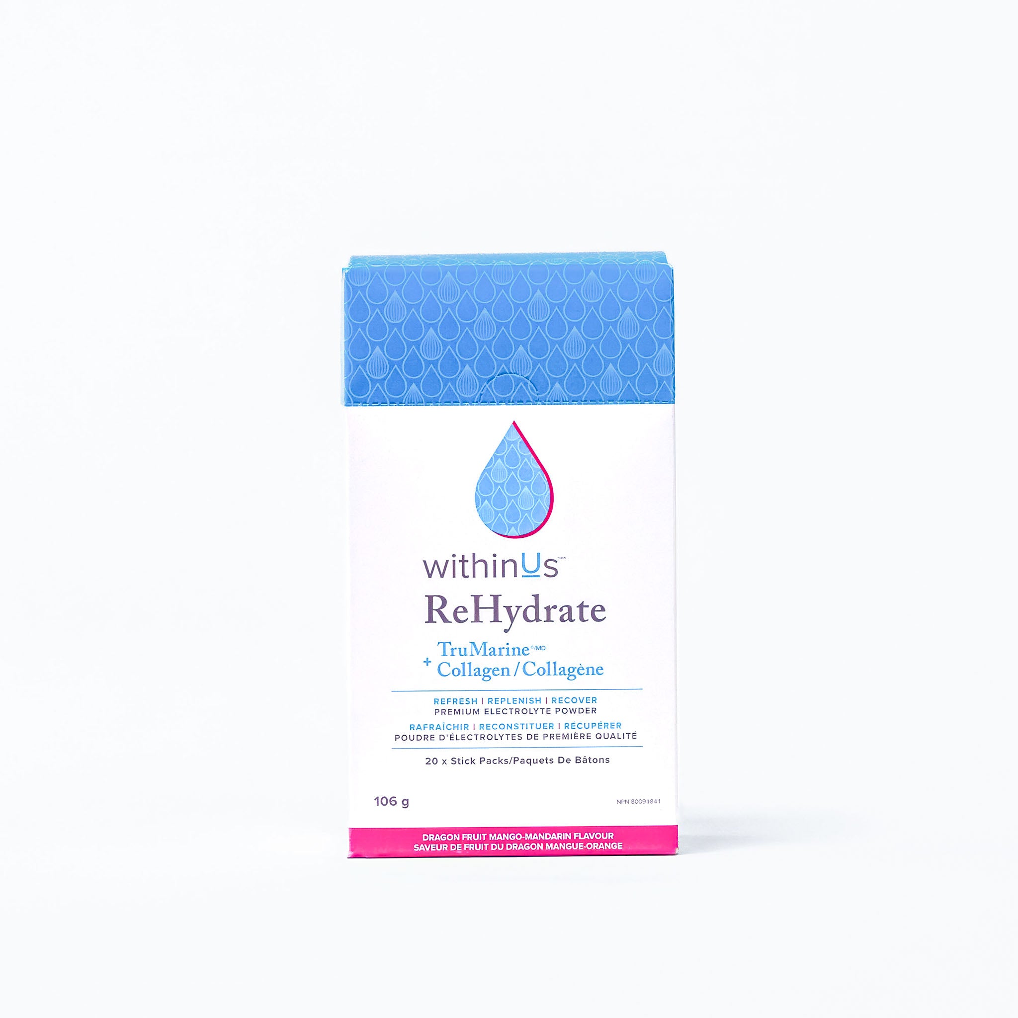 ReHydrate + TruMarine® Collagen Box DRAGONFRUIT MANGO MANDARIN - 20 Stick Packs