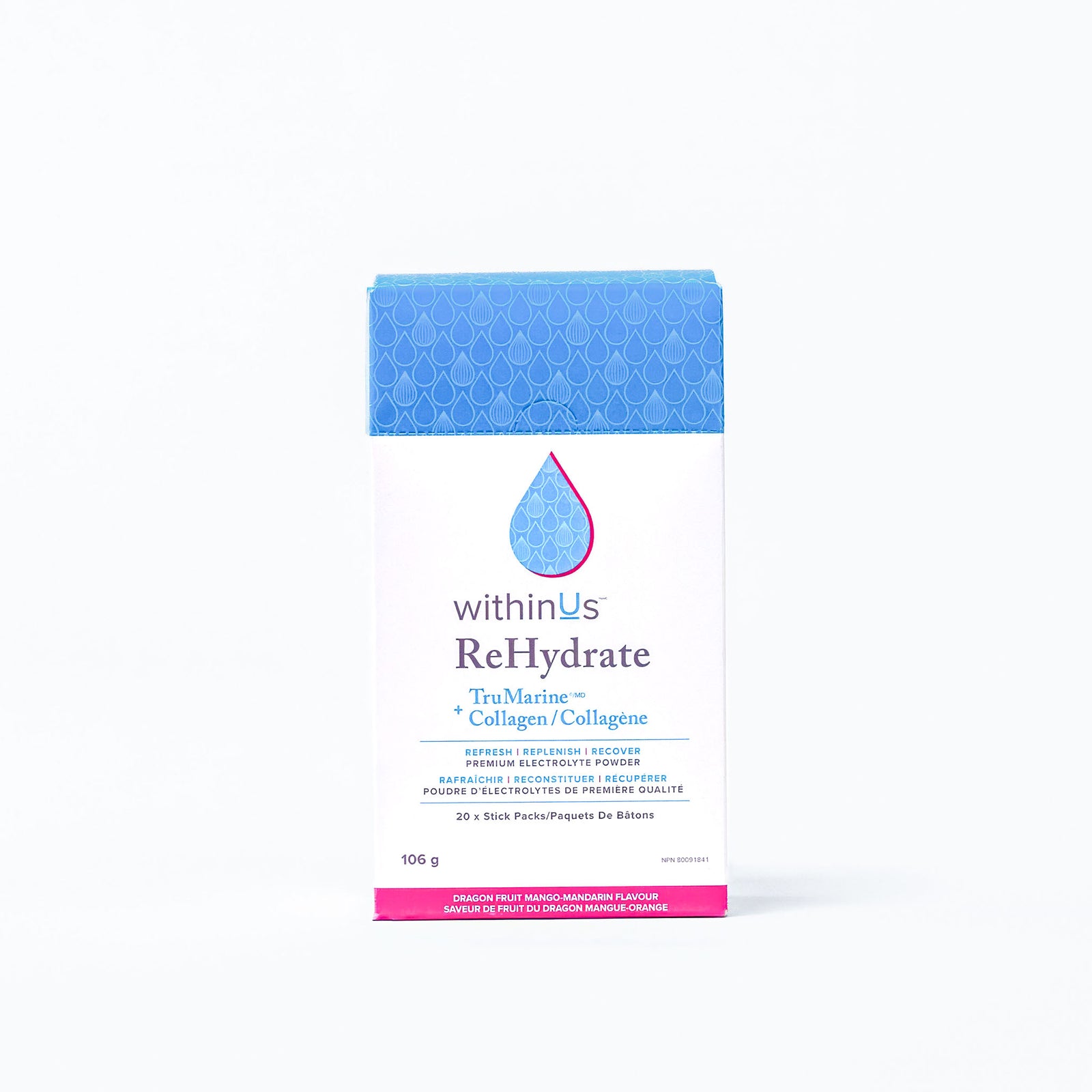 ReHydrate + TruMarine® Collagen Box DRAGONFRUIT MANGO MANDARIN - 20 Stick Packs