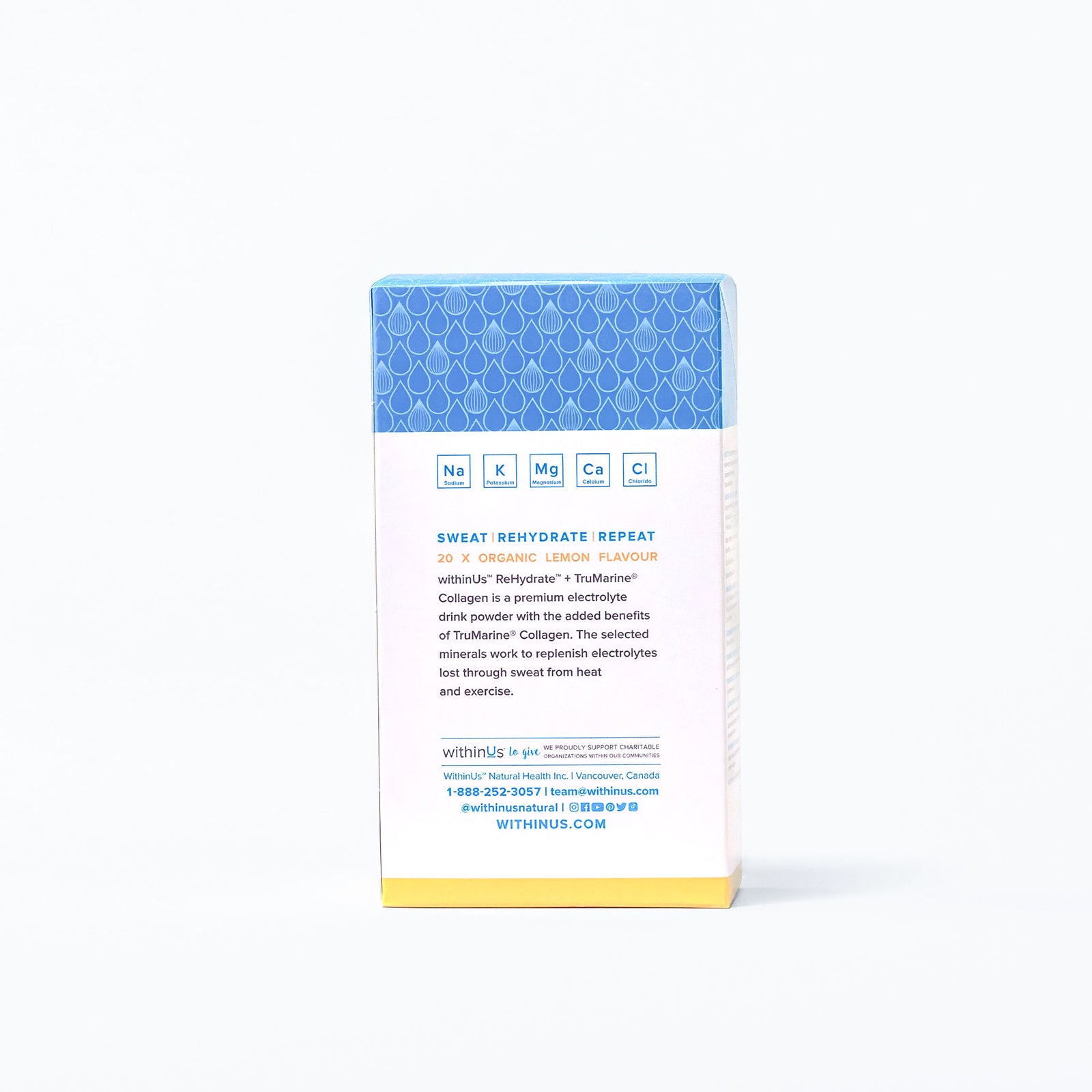 ReHydrate + TruMarine® Collagen Box LEMON - 20 Stick Packs