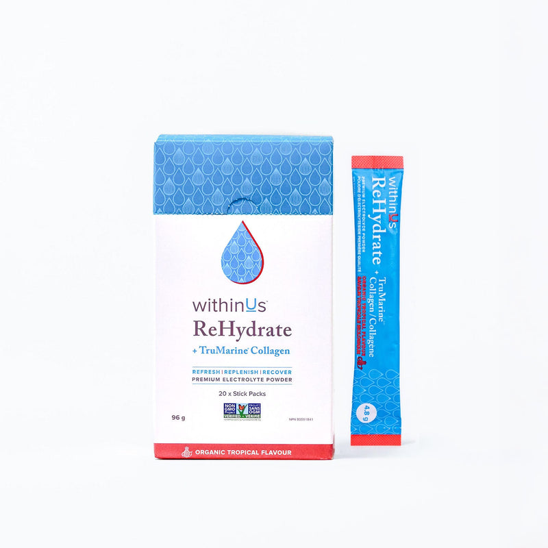 ReHydrate + TruMarine® Collagen  Box TROPICAL - 20 Stick Packs