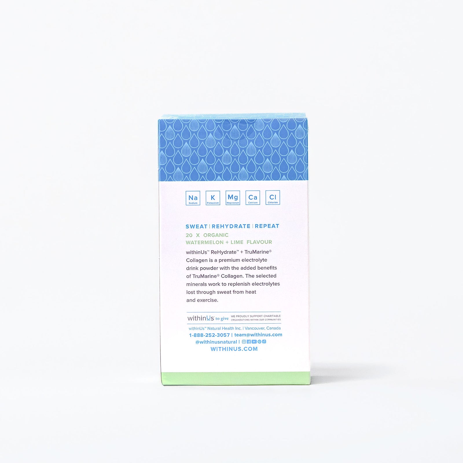 ReHydrate + TruMarine® Collagen Box WATERMELON LIME - 20 Stick Packs
