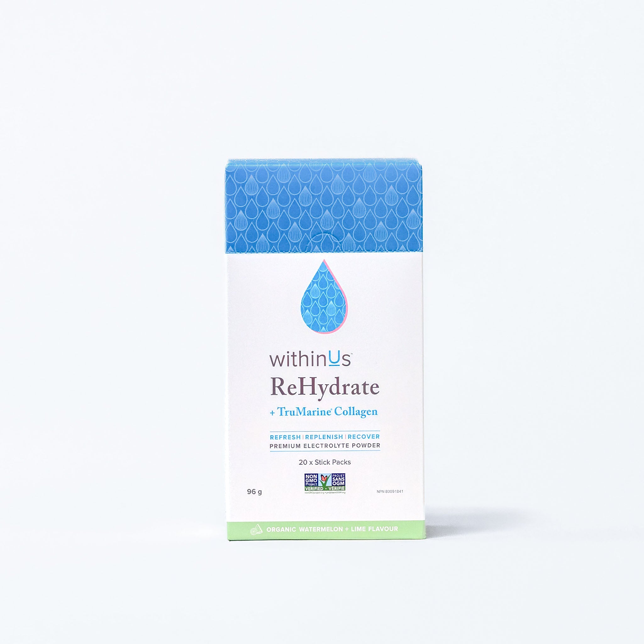 ReHydrate + TruMarine® Collagen Box WATERMELON LIME - 20 Stick Packs