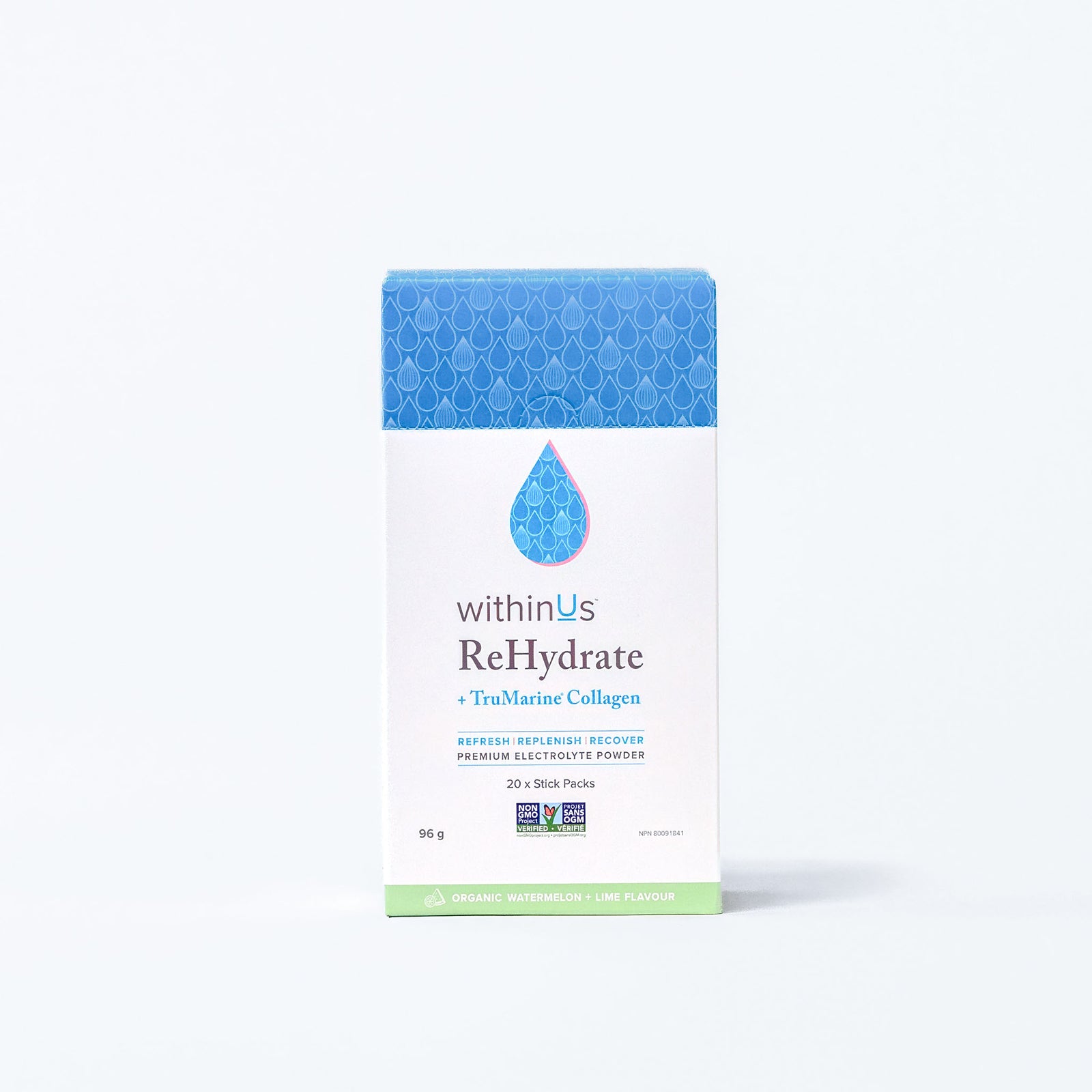ReHydrate + TruMarine® Collagen Box WATERMELON LIME - 20 Stick Packs