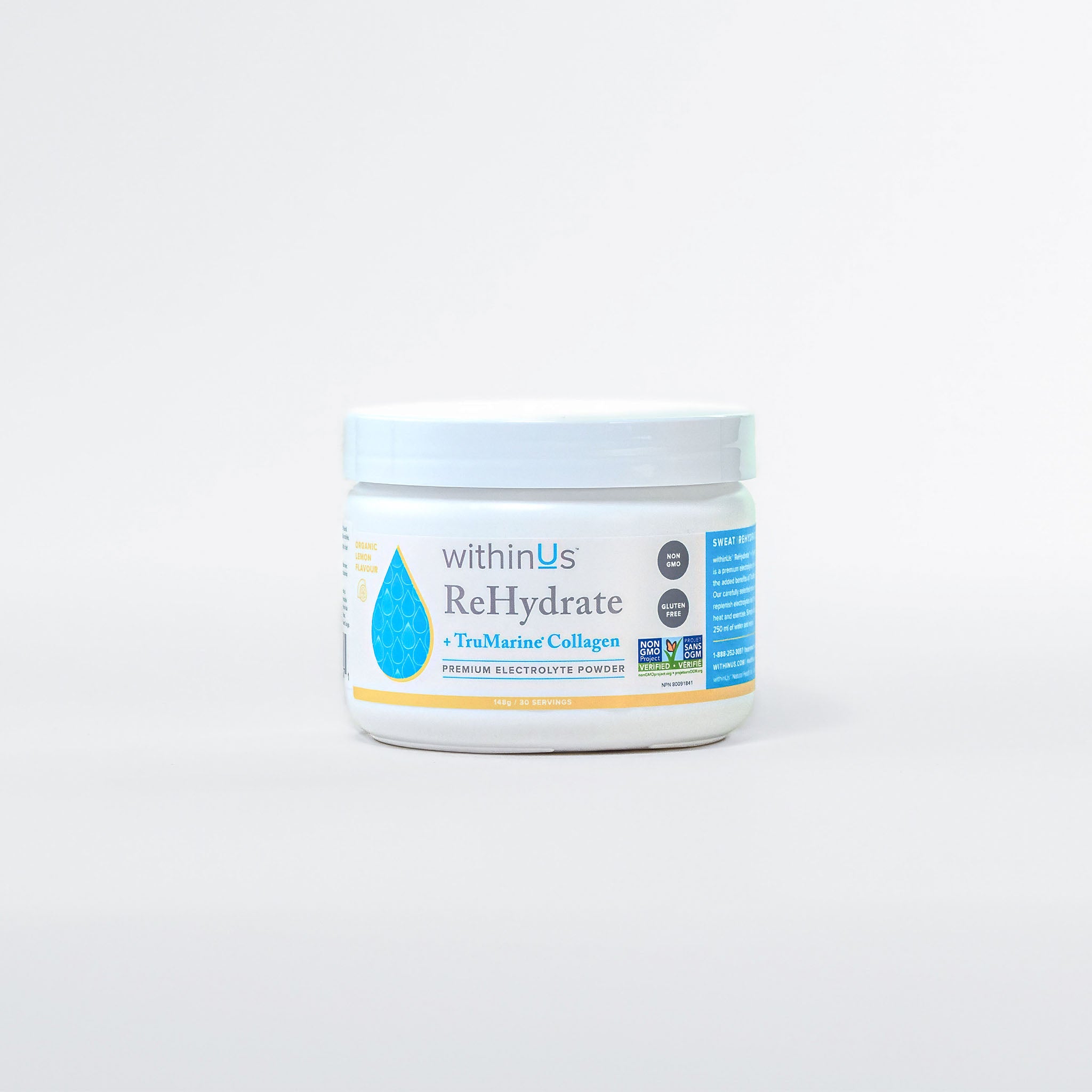ReHydrate + TruMarine® Collagen Jar - LEMON - 30 Servings