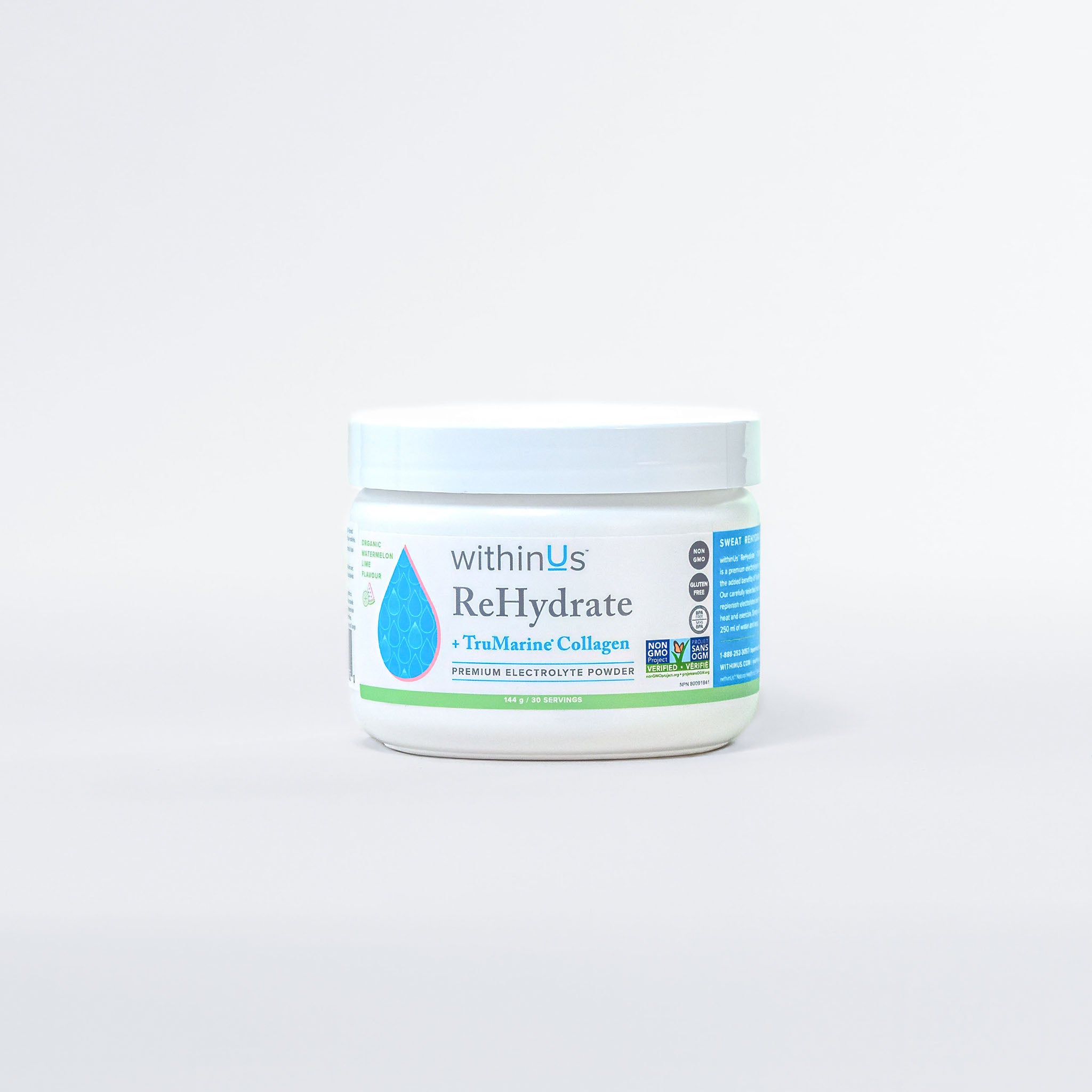 ReHydrate + TruMarine® Collagen Jar - WATERMELON LIME - 30 Servings