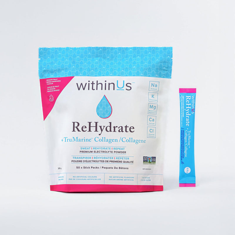 ReHydrate + TruMarine® Collagen DRAGONFRUIT MANGO MANDARIN - 50 Stick Packs