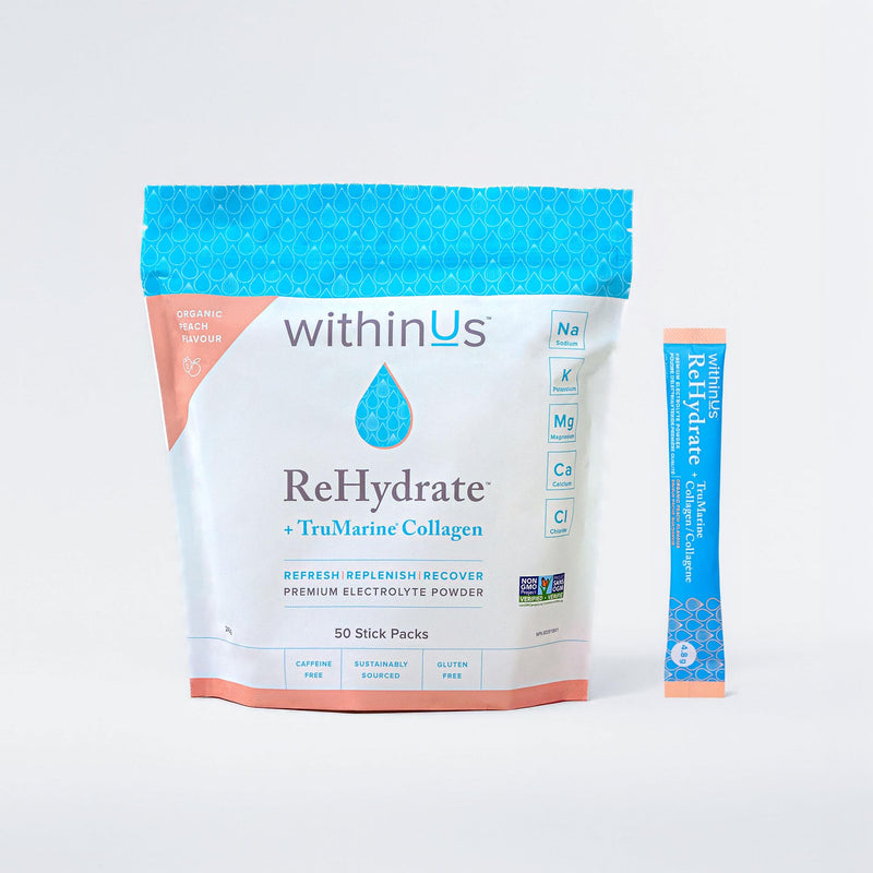 ReHydrate + TruMarine® Collagen PEACH - 50 Stick Packs