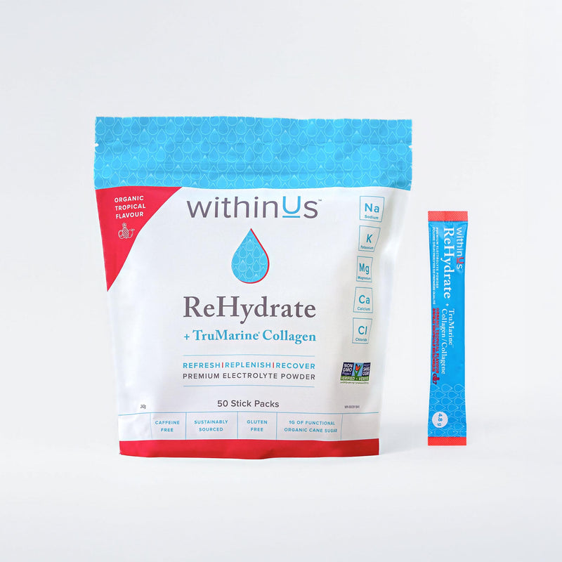 ReHydrate + TruMarine® Collagen TROPICAL - 50 Stick Packs