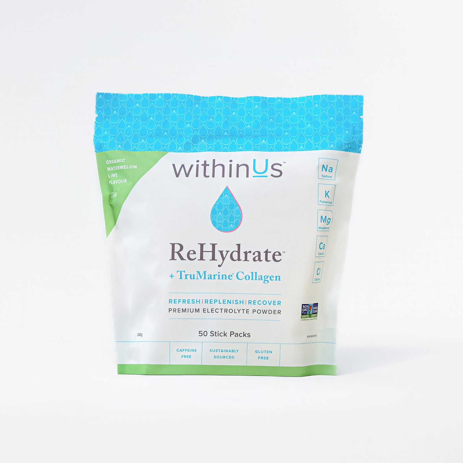 ReHydrate + TruMarine® Collagen WATERMELON LIME - 50 Stick Packs