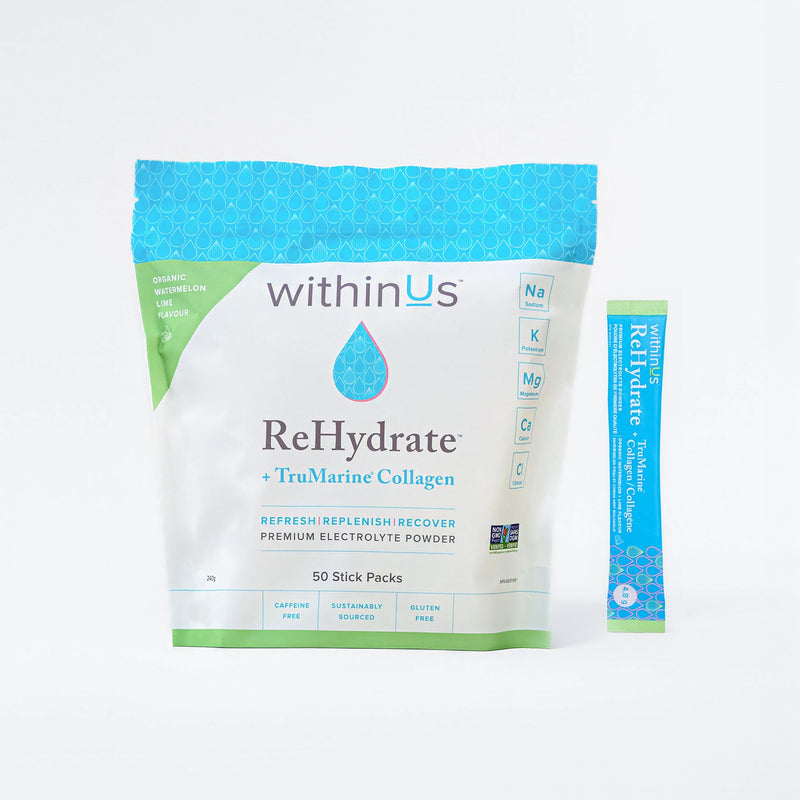ReHydrate + TruMarine® Collagen WATERMELON LIME - 50 Stick Packs