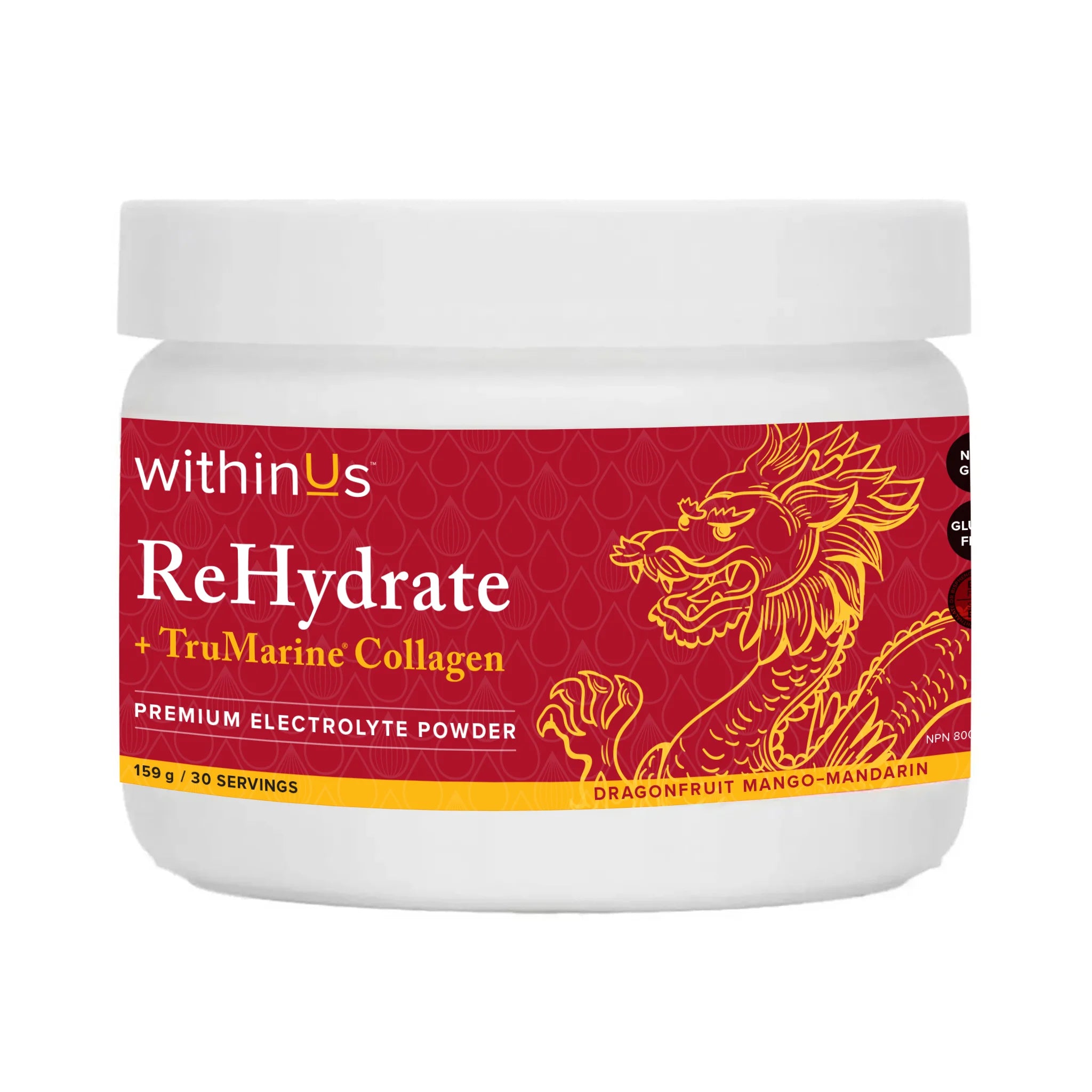 *NEW* ReHydrate + TruMarine® Collagen Jar DRAGONFRUIT MANGO MANDARIN - 30 Servings