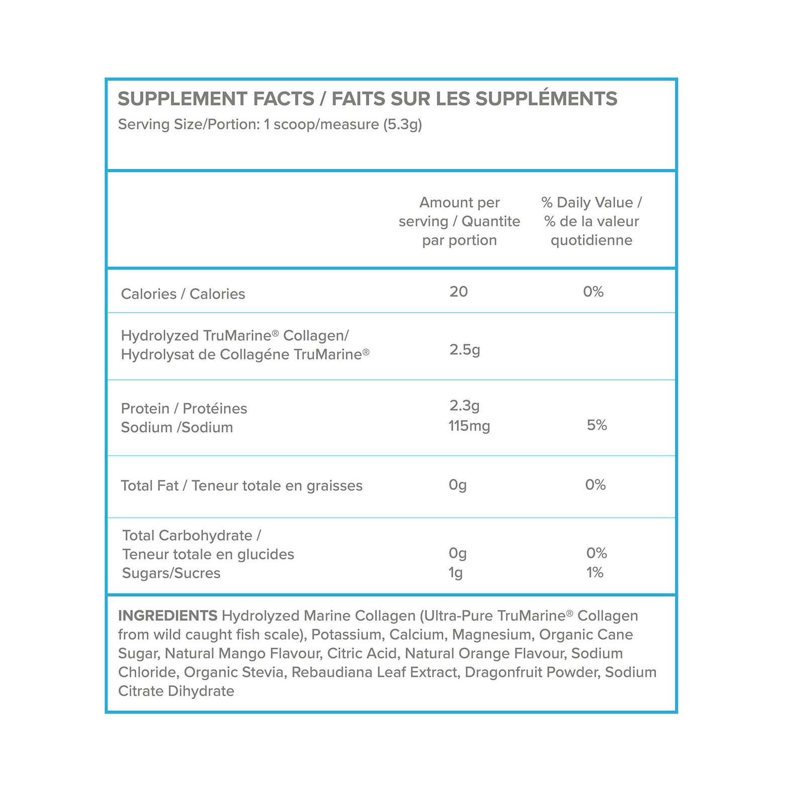 ReHydrate + TruMarine® Collagen Box DRAGONFRUIT MANGO MANDARIN - 20 Stick Packs