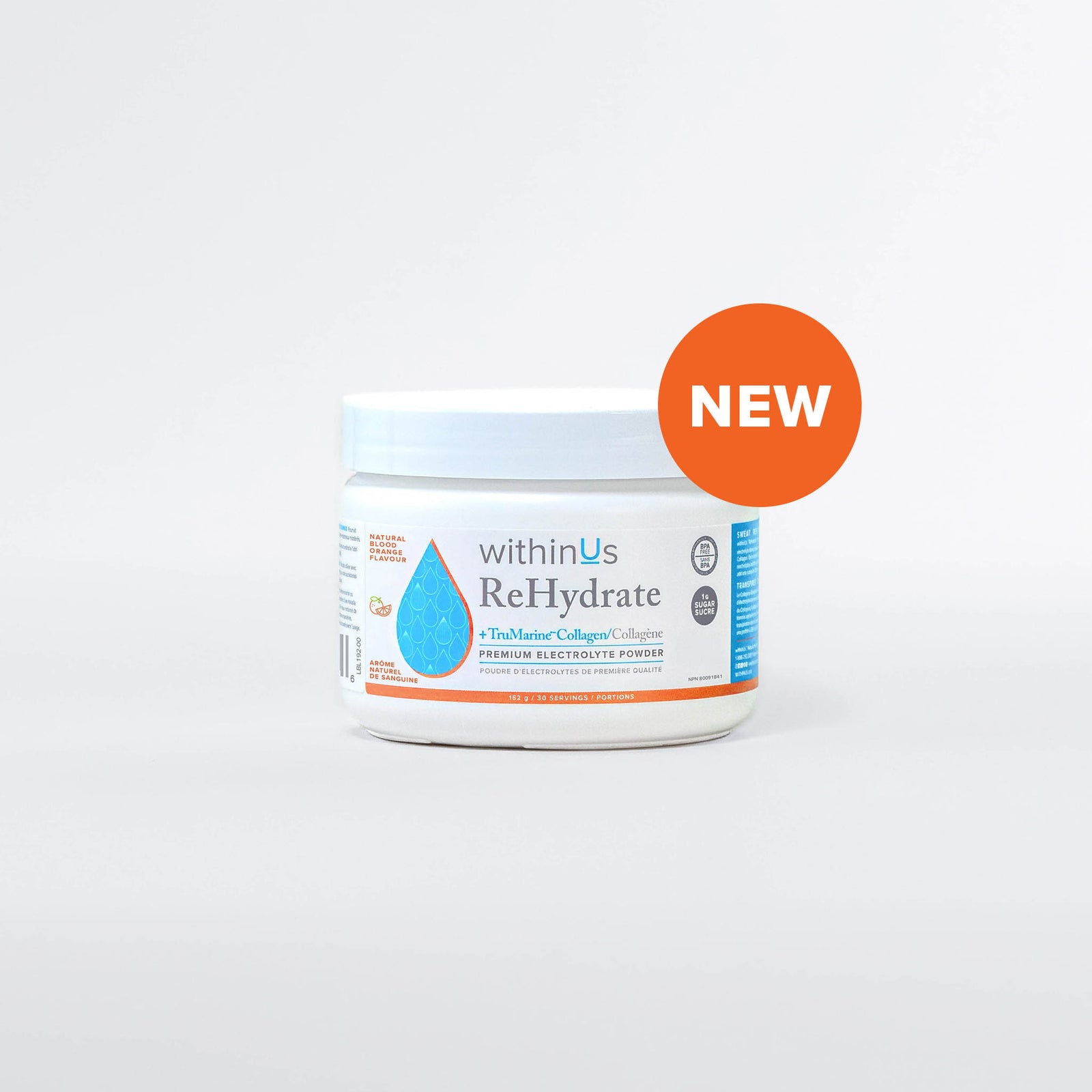 ReHydrate + TruMarine® Collagen Jar BLOOD ORANGE - 30 Servings