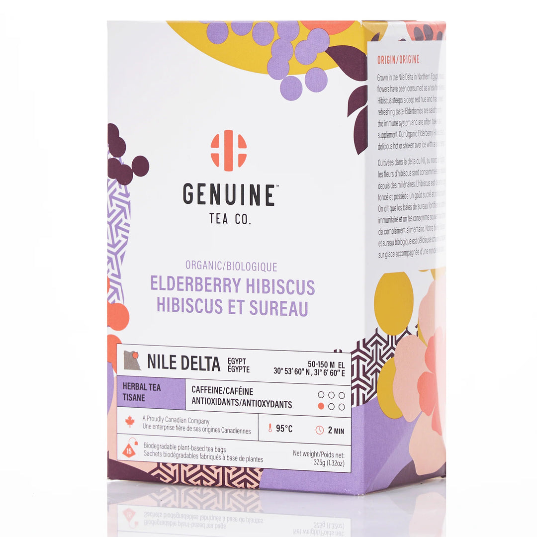 Organic Elderberry Hibiscus Herbal Tea - Pyramid Tea Bags