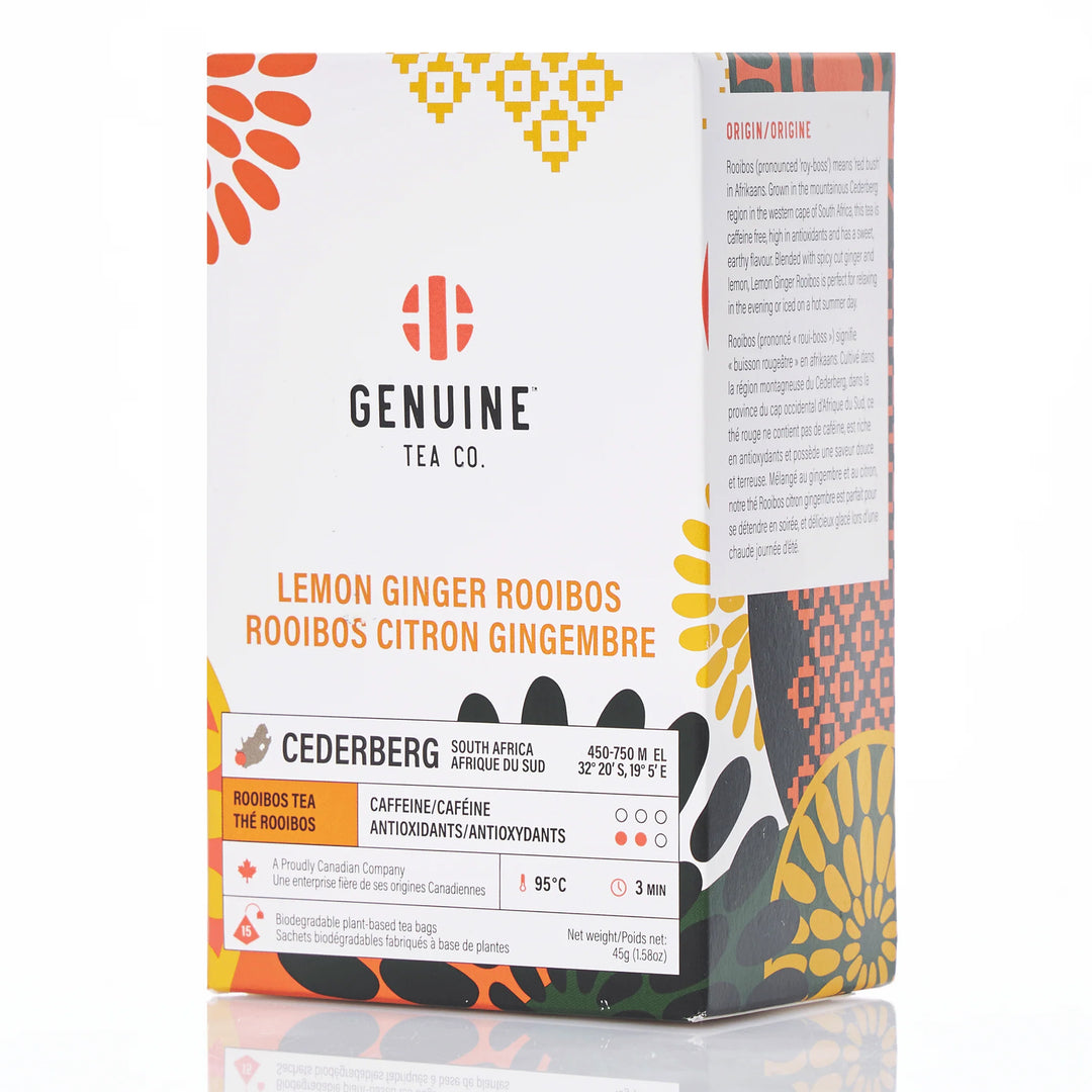 Lemon Ginger Rooibos Herbal Tea - Pyramid Tea Bags