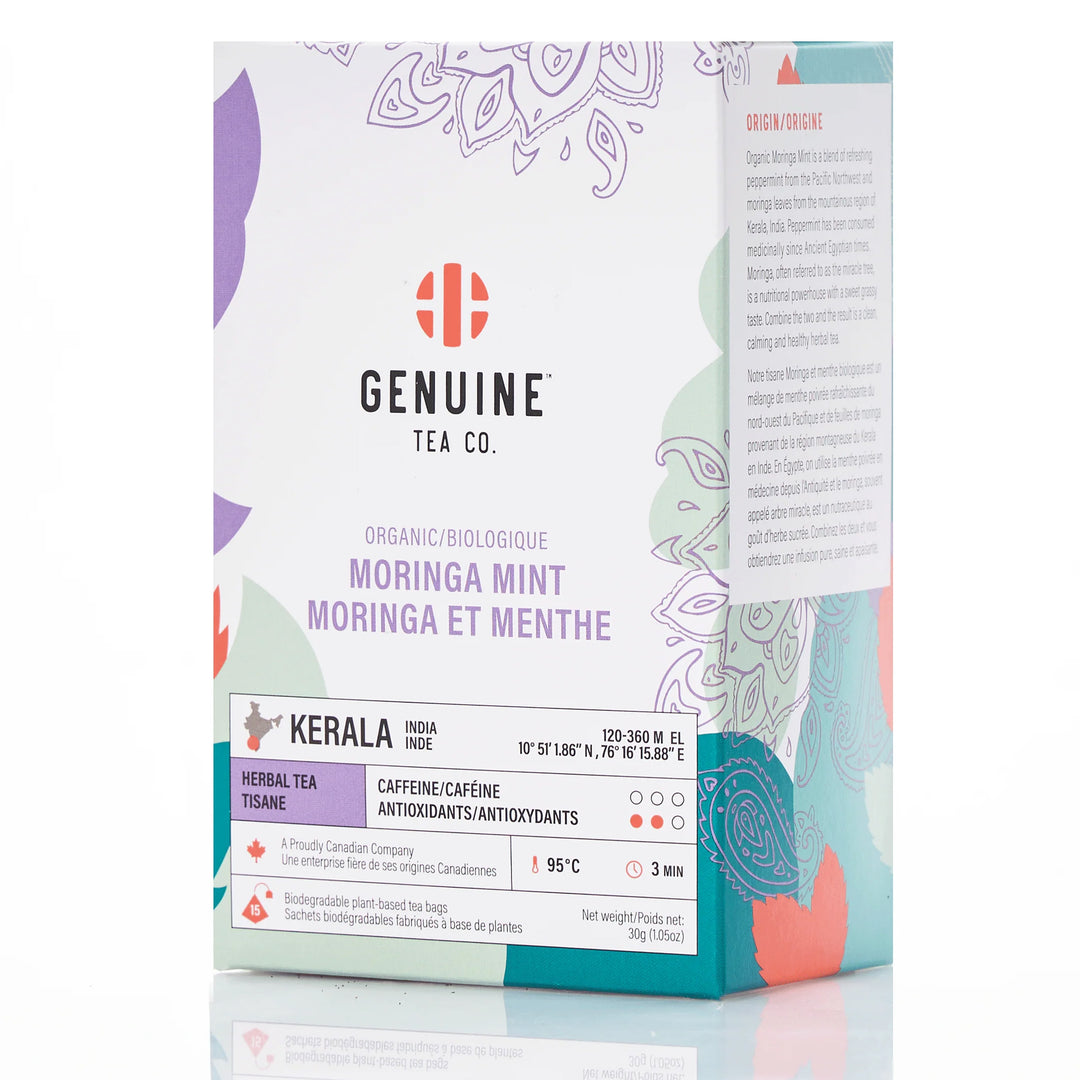 Organic Moringa Mint Herbal Tea - Pyramid Tea Bags