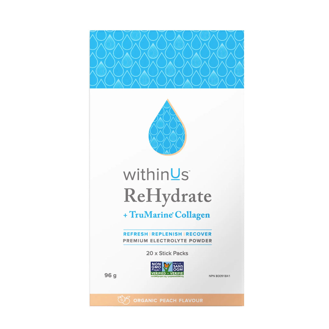 ReHydrate + TruMarine® Collagen Box PEACH - 20 Stick Packs