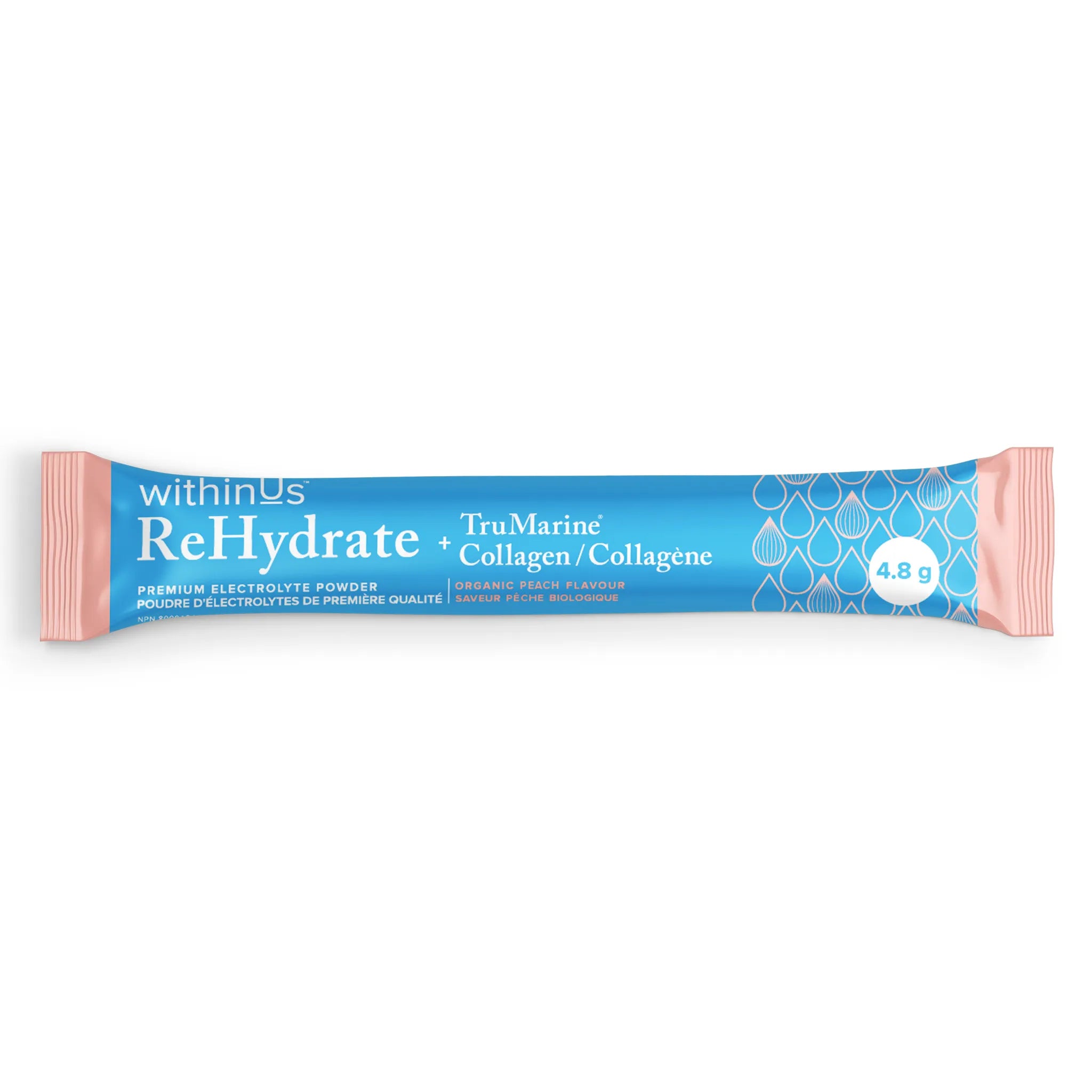 ReHydrate + TruMarine® Collagen Box PEACH - 20 Stick Packs
