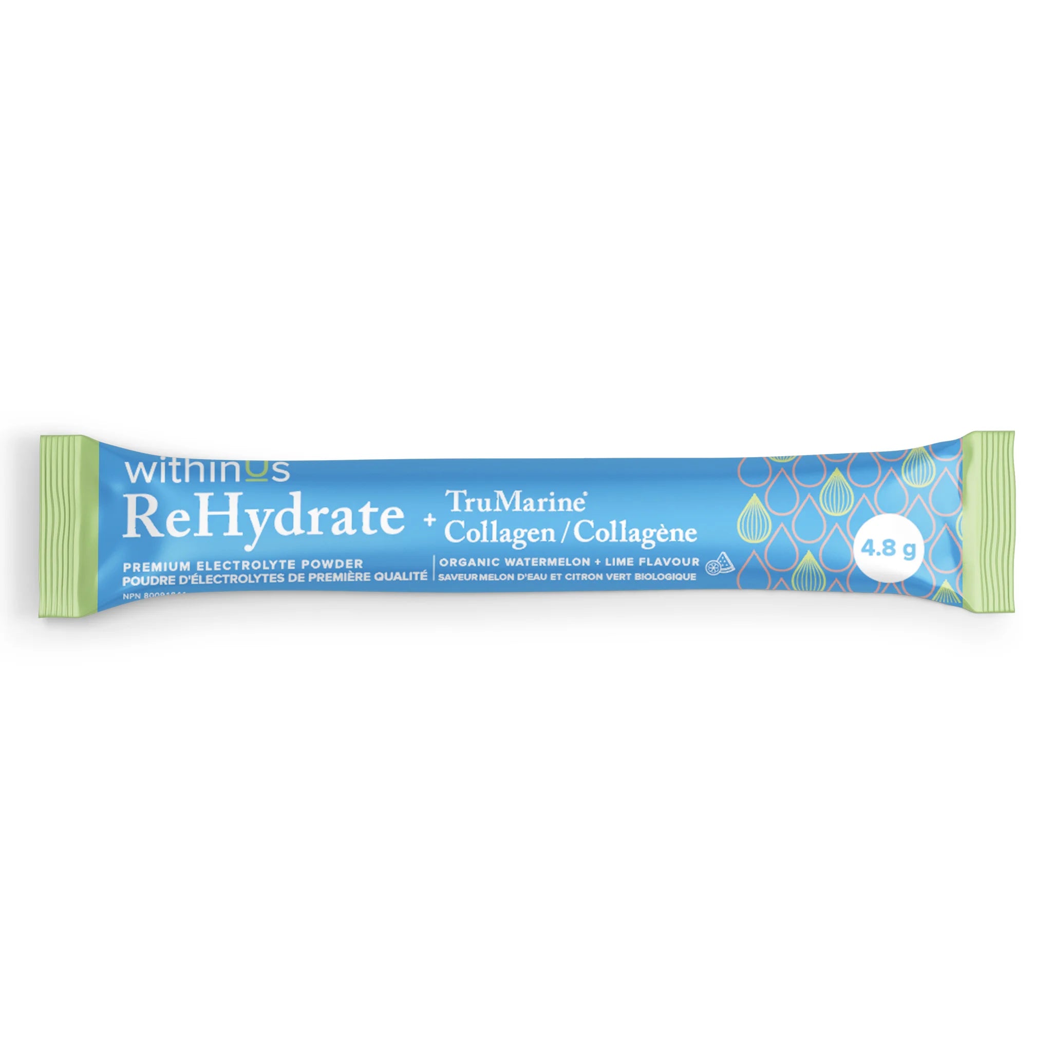ReHydrate + TruMarine® Collagen Box WATERMELON LIME - 20 Stick Packs