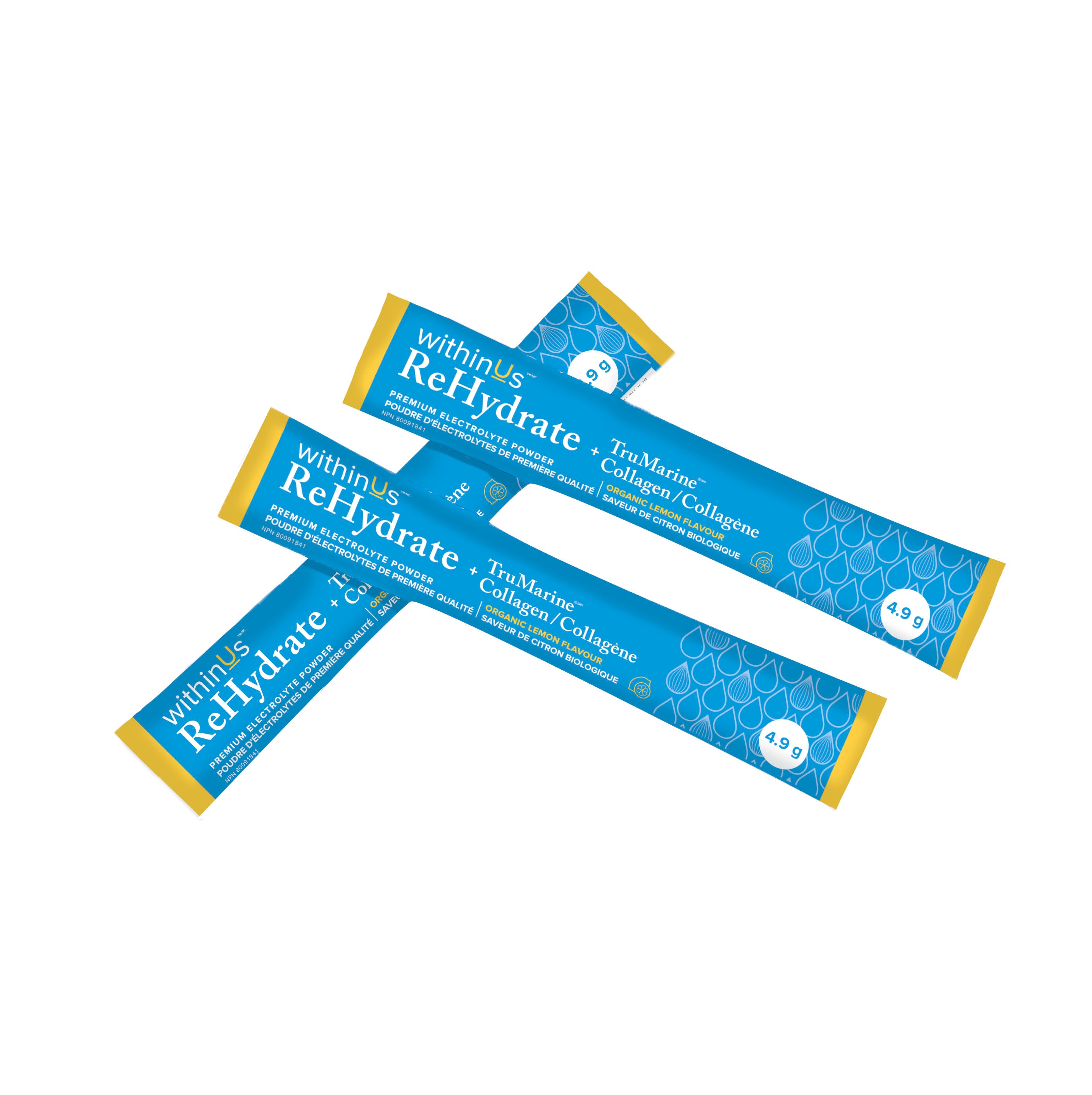 ReHydrate + TruMarine® Collagen Box LEMON - 20 Stick Packs