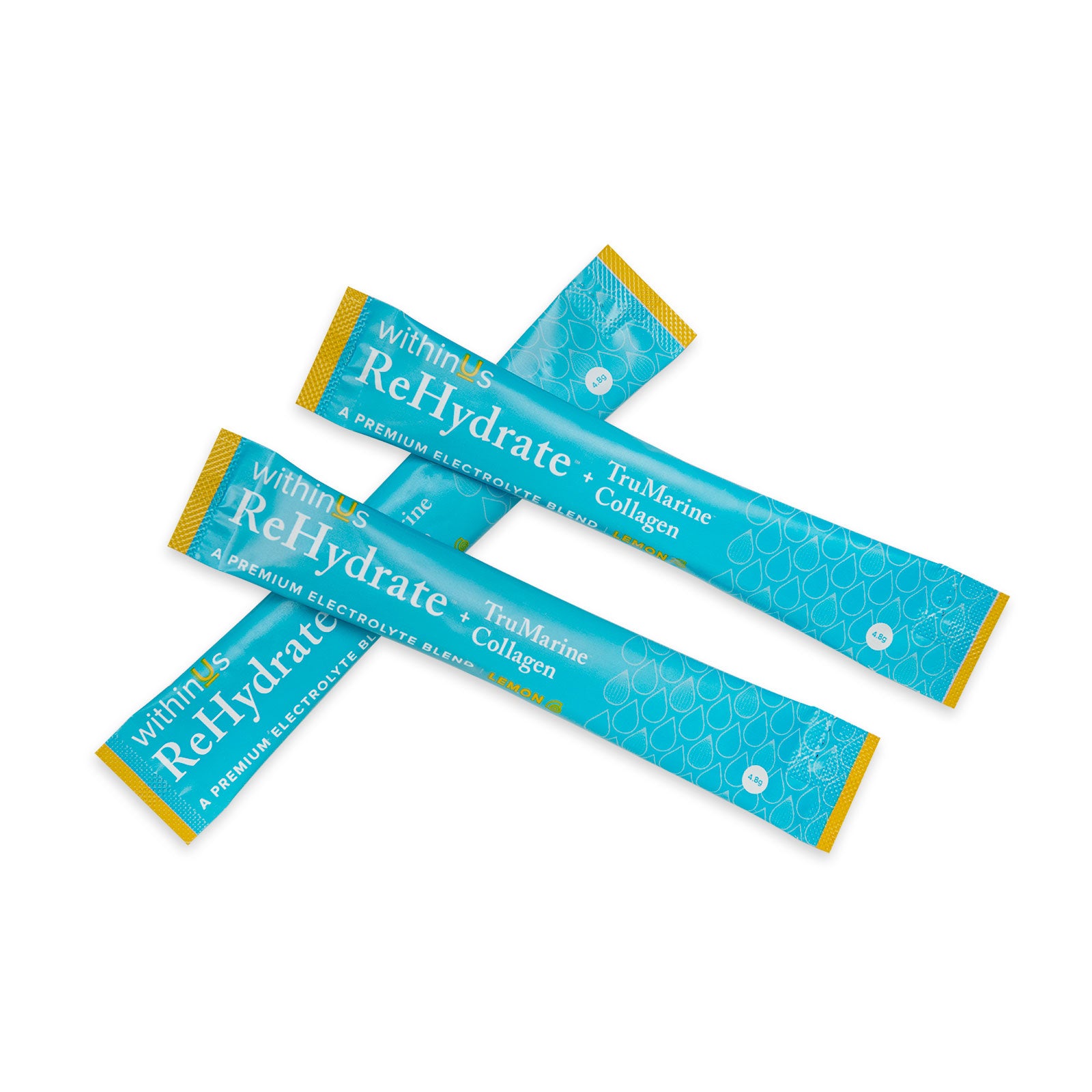 A photo of 3 withinUs ReHydrate + Collagen stick packs